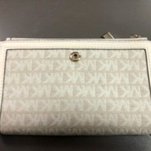 Optic White Michael Kors Adele Double Zip Wristlet